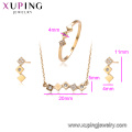 64473 Xuping shopping online well design fine gold three pieces jewelry set micro pave gemstones